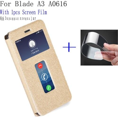 View window PU leather case For ZTE Blade A3 A0616 cover shell BladeA3 phone case For ZTE Blade A 3 A 0616 flip case back cover
