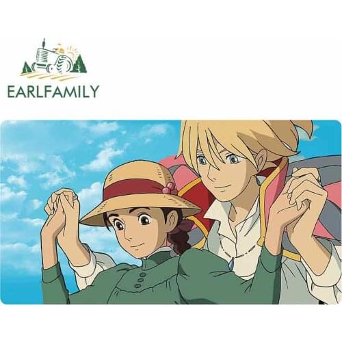 EARLFAMILY 13cm x 7.1cm for Howls Moving Castle Windshield Decal Refrigerator Car Stickers Scratch-Proof Cartoon Vinyl Car Wrap