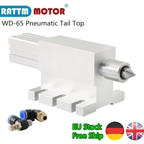 【EU Free Ship】Pneumatic Tail Top Morse Big Tip Style 65mm CNC Rotary Axis, The 4th Rotary Tailstock for Mini Lathe Machine