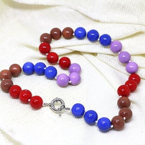 Hot sale multicolor fashion women necklace round baking paint glass beads 4-14mm charms gift party weddings jewelry 18inch B1641