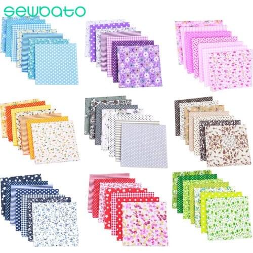 SEWBATO 7pcs 24x24cm Mixed Printed Cotton Sewing Quilting Fabrics Basic Quality for Patchwork Needlework DIY Handmade Cloth
