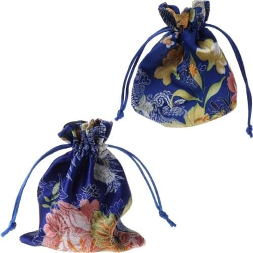 Classic Chinese Flower Embroidery Jewelry Bag Organizer Silk Traditional Pouch 13MD
