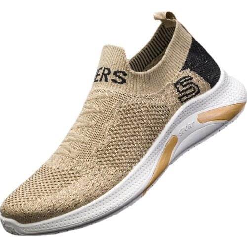 New Men Sneakers Light Set Feet Fly Woven Casual Mesh Summer Walking Fashion Solid Color Sports Vulcanized Mens Shoes