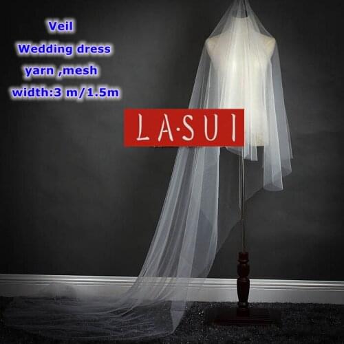 LASUI Width 3 m\1.5 m Bright white off white DIY bridal veil mesh yarn gauze fabric Fluffy Simple Wedding dress F0003