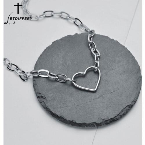 Letdiffery Sweet Simple Heart Pendant Necklace Stainless Steel Fashion Chain for Women Silver Color Birthday Annivensary Gift