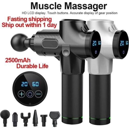 LCD Display Electric Muscle Massage Gun Deep Tissue Therapy Massager Body Relaxation Pain Relief Slimming Shaping for Fitness