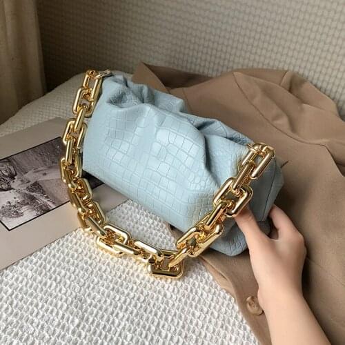 Fashion Thik Chains Women Shoulder Bags Designer Handbags Luxury Soft Leather Messenger Bag Alligator Lady Small Purse Baguettes