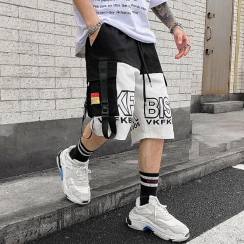 2020 mens splicing colorful punk hip hop Street shorts Multi Pocket mens street casual shorts retro shorts