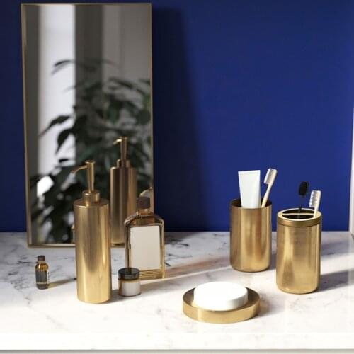 Bathroom Accessories Set 304 Stainless Steel Soap Dispenser Soap Dish Toothbrush Holder Gargle Cup Gold Finished Bathroom Set