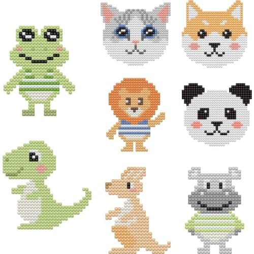 5D DIY Diamond Painting Kits Craft for Kids Cartoon Cat Lion Dinosaur Picture Stick Paint with Diamonds Children Mosaic Stickers