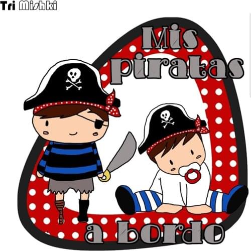 Tri Mishki WCS705 14*14cm my pirates on board baby on board car sticker funny PVC coloful Decals Motorcycle sticker