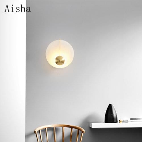 Nordic Golden Wall Lamp Wrought Iron Round Wall Lamp Modern Minimalist Living Room Corner Wall Lamp Designer Villa Lamp