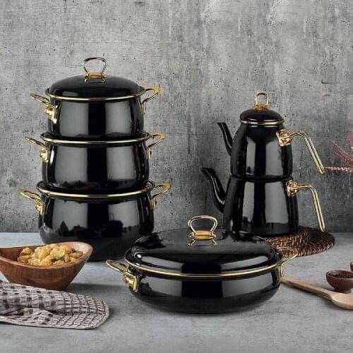 2021 new model cookware design pot pad Bayev 11 Prç. Çaydanlıklı Cookware Set-Black cookware set