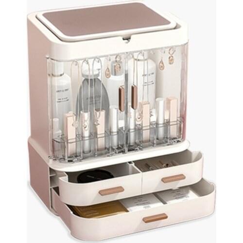 Makeup organizer box,cosmetic organizer with led light mirror,jewelry holder+lipstick storage box,new arrival