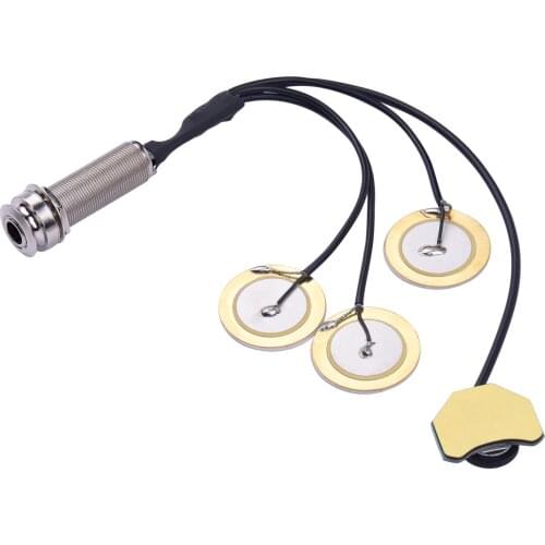 Thumb Piano Pickup Kalimba Pick Up Transducer 6.35mm Output Jack with Volume Control, 3 Transducers