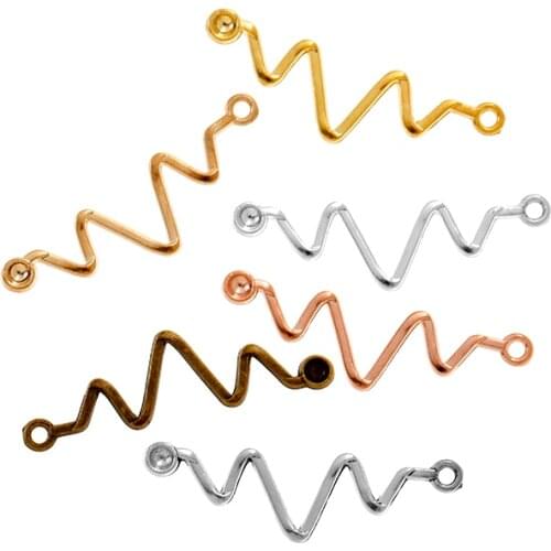 YuenZ 20pcs Wholesale 6 Color Heartbeat Connector Charms Alloy Metal Pendants For Handmade Jewelry Accessories Making