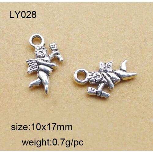 50PCS 10x17mm Antique Silver Plated Zinc Alloy Angel Charms Pendants Diy Handmade Jewelry Findings Accessories