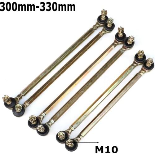 One pair 300mm-330mm M10 Steering Shaft Tie Rod with Tie Rod Ball Joint for 4 wheel kart modification ATV Quad 50cc-250cc M10