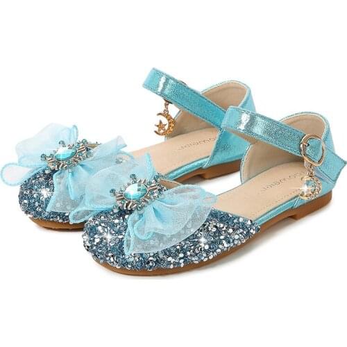 Girls' Sandals Summer New Childrens Princess Shoes Girls Soft-soled Crystal Shoes Toes-capped Butterfly-knot for Party Sweet