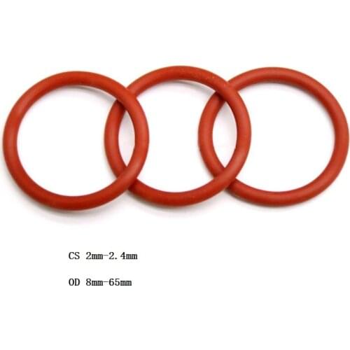Silicone O-Ring Food Grade Seal Washer Red Rubber O Ring OD 8mm-65mm CS 2mm - 2.4mm