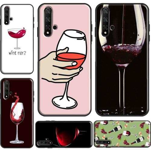 Red Wine Glass For Huawei Nova 5T Y9 Y7 Y6 2019 Case For Honor 8X 9X 10i 9 10 Lite 20 Pro 7A 8A Cover