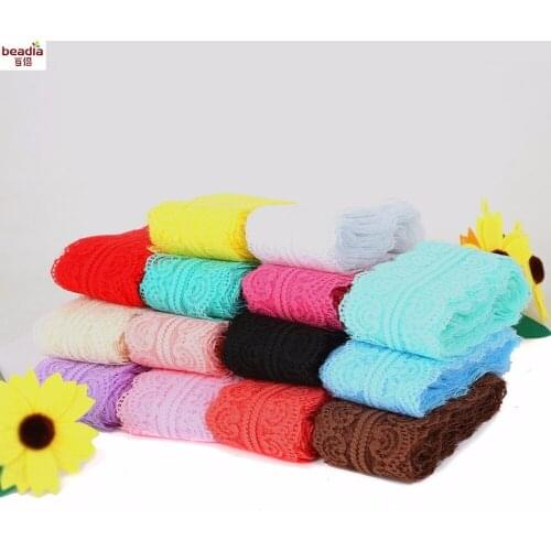 Top Quality embroidered lace ribbon trim Width 45mm 5-12Yards/bag 14 Colors to Choose For DIY Clothing Accessories
