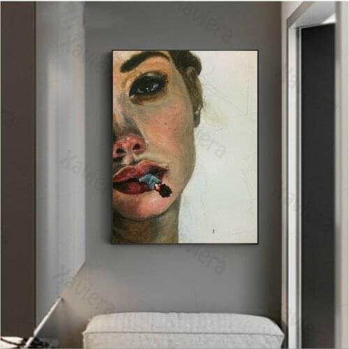 Woman Half Face Portrait Canvas Painting Nordic Modern Beautiful Girl Wall Art Poster and Print Home Decor Living Room Picture