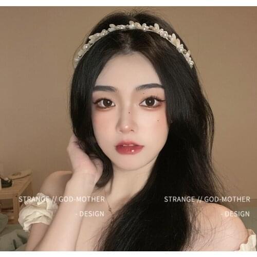 French style retro crystal bead headband female summer pearl super fairy son headband flower temperament hair clip jewelry