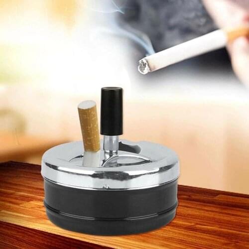 1 * Ashtray 13.5 * 13.5 * 8cm Rotating Ashtra Y XXL Large Metal Rotating Black Chrome 14cm Diameter In Stock