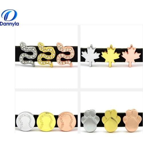 10pcs/lot Wholesale 8mm Mix Style Slide Charms Fit 8mm Wristband Bracelet LSSC314-414