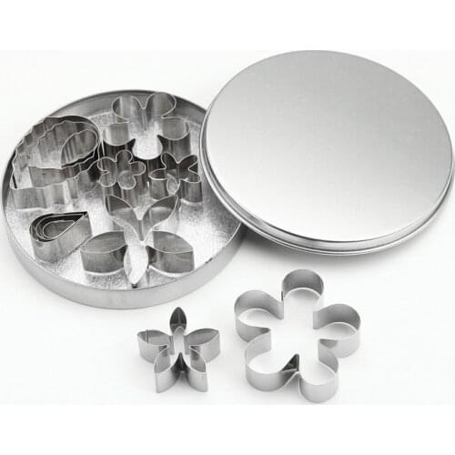 12pcs/set Flower Shape Cookie Cutters Slicers Stainless Steel Metal Fondant Cake Mold Sugar Paste DIY Cake Decorating Tools RH02