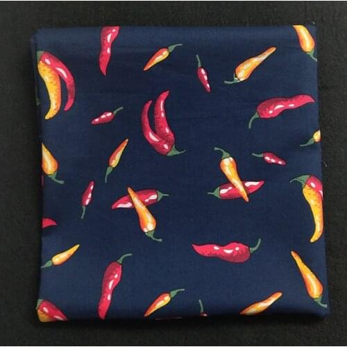 50x70cm Navy Blue Yellow Red Pepper Printed 100% Cotton Poplin Fabric Fruit Fabric Patchwork Cloth Dress Tilda Cloth Patchwork
