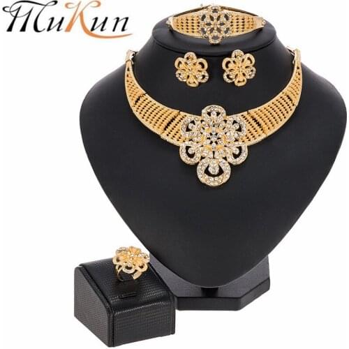 African Fashion Charm African Bridal Earrings Ring Jewelry Sets Classic Wedding Dubai Necklace Bracelet for Women Jewelry Set