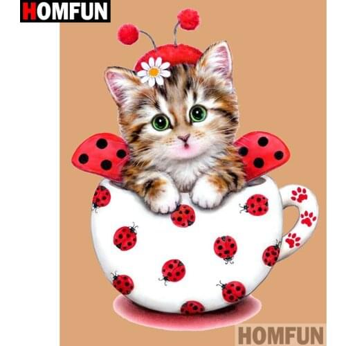 HOMFUN Full Square/Round Drill 5D DIY Diamond Painting "Cartoon cat" Embroidery Cross Stitch 3D Home Decor Gift A12350
