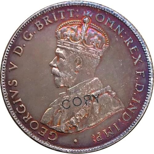 Australia 1 One Florin Two Shillings George V 1922 Advance Crowned Bust Left Cuproickel Plated Silver Copy Coins