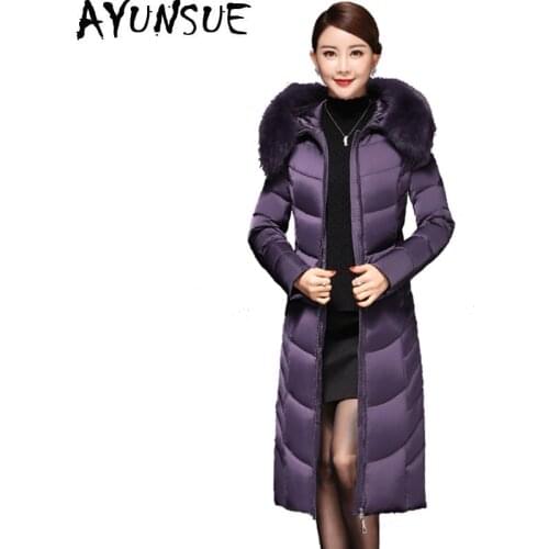 AYUNSUE Womens Duck Down Jacket Fox Fur Hooded Plus Size 5xl Thick Long Winter Coat Female Jackets 2020 Jaqueta Feminina KJ551
