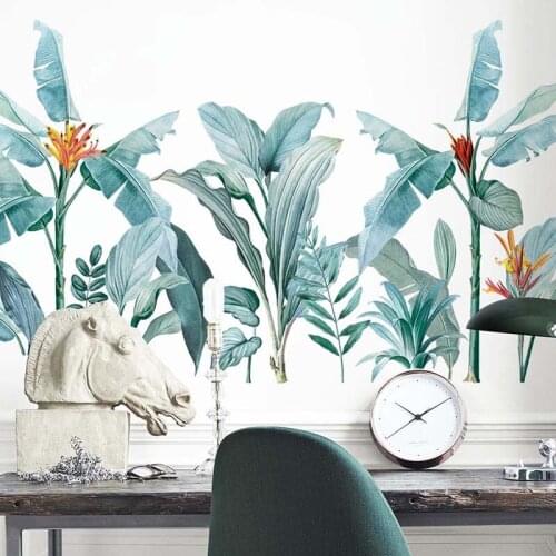 Large Blue Nordic Leaf Wall Stickers for Wall Decor Bedroom Living room Removable Wall Decals PVC Vinyl Murals Home Decoration