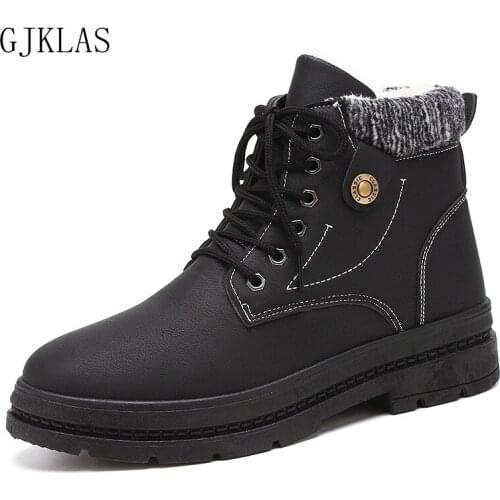 Leather Casual Shoes Black Gray Men Snow Boots Winter Leather Shoes for Men Ankle Boots Fashion Warm Mens Waterproof Sneakers