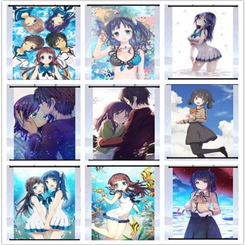 Coscase Anime Nagi no Asukara A Lull in the Sea Mukaido Manaka Sakishima Hikari Home Decor Wall Scroll Poster Decorative Picture