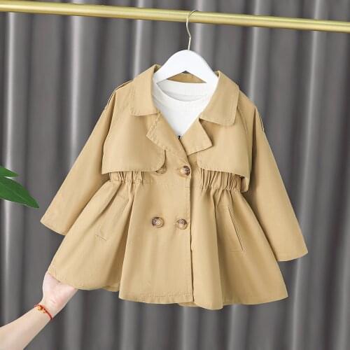 Spring Autumn Baby Girls Trench Coats Double Breasted Jacket for Girls Clothing Solid Tops Kids Windbreaker Teens Outerwear