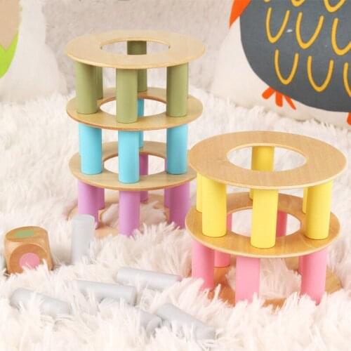 44 PCS Wooden Stacking Board Math Game Tumble Tower Building Block Fun Funny Novelty Interesting Toys For Children Birthday Gift