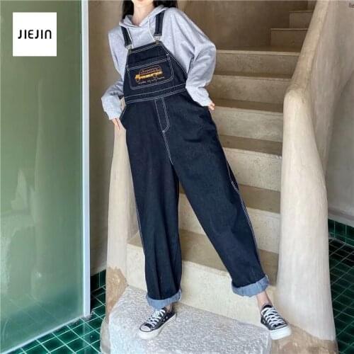 Denim Jumpsuit Women Pants Plus Size 4Xl 5XL Loose Casual Straight Bib Jeans Overalls Women Vintage Rompers Wide Leg Jeans