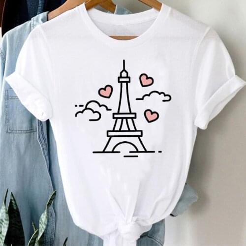 T-shirts Women Cartoon Sweet Love Simple Summer Short Sleeve Fashion Clothes stylish T Tshirt Top Lady Print Cool Tee T-Shirt