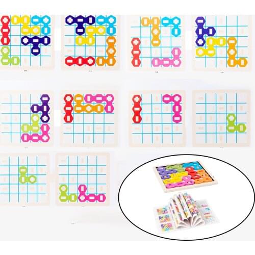Logical Thinking Game Type Puzzles Toy Geometric Jigsaw Children Homeschool Supplies Educational Montessori Wooden Toys