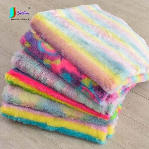 Gradient Rainbow Color Imitation Rabbit Fur Bedding Pad Diy Carpet Blanket Warm Fabric Sew Diy Material Decorate S0415H