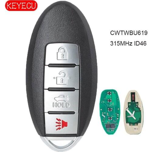 KEYECU Smart Remote key 4 Button 315MHz ID46 Chip for 2005-2008 Infiniti FX35 FX45 FCC ID: CWTWBU619