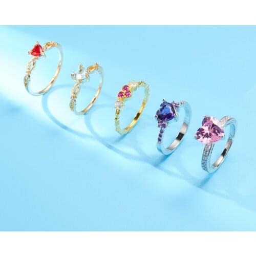 Classic Luxury Zircon Simple Heart Ring Sparkling Love Heart CZ Rings for Women Romantic Engagement Jewelry Anniversary Gift