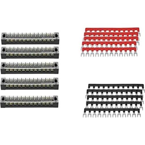 5 Pcs Terminal Block Double Row 12 Positions 600V 15A Screw Terminal Block + Pre-Insulated Terminal Blocking Strip