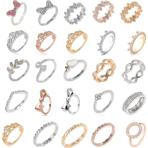 Hot sale Silver Color Bow-Knot Finger Rings For Women Girls Sparkling Zircon Fits Fine Rings Wedding Jewelry Dropshipping