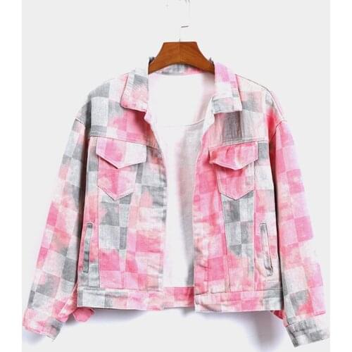 Korean Rainbow Tie Dye Denim Jacket Short Outerwear Women Spring Fad New Loose Single-Breasted Streetwear Jeans Jacket Coats